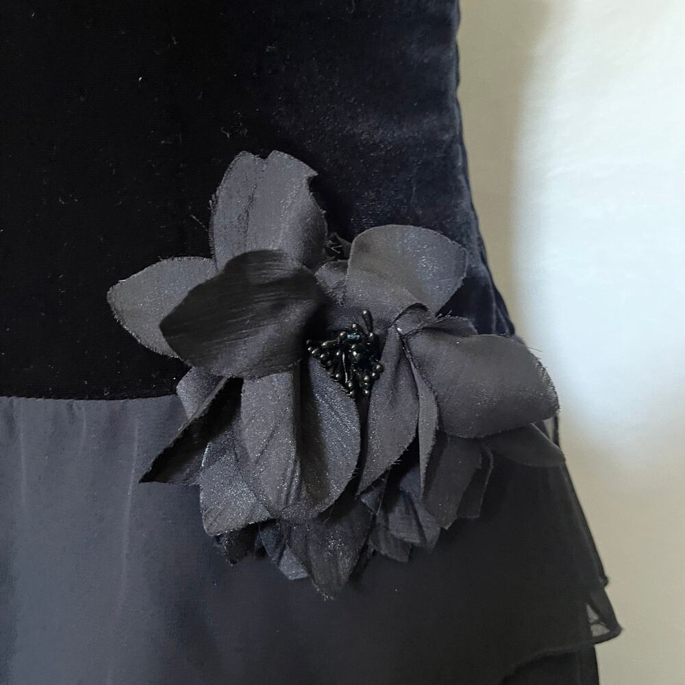 Xscape Joanna Chen Velvet Chiffon Strapless Dress 12 Prom Glam Goth Drop Waist - Picture 4 of 16